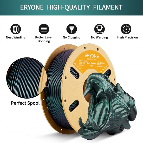 Eryone Burnt Titanium PLA Green / Groen Filament