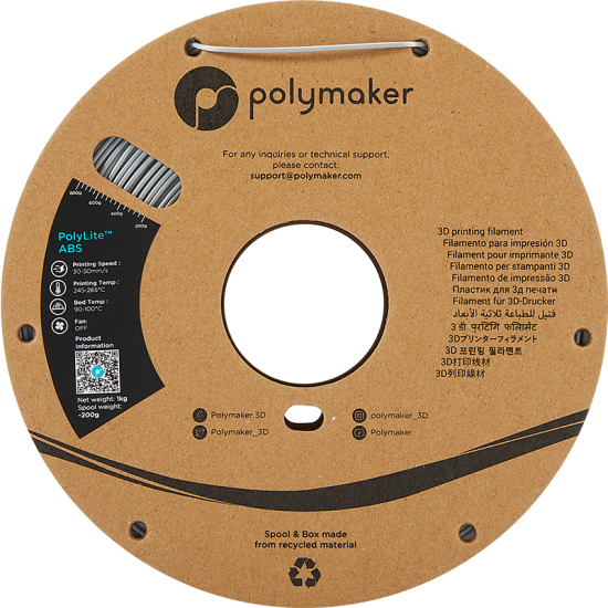 Polymaker PolyLite™ ABS Grey / Grijs Filament