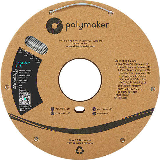 Polymaker PolyLite™ PLA Grey / Grijs Filament